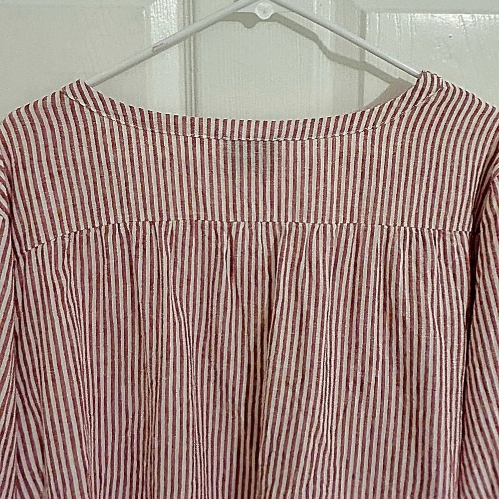 Tuckernuck Red Stripe Linen Kennedi Blouse Size Large Boxy Preppy - Picture 10 of 14